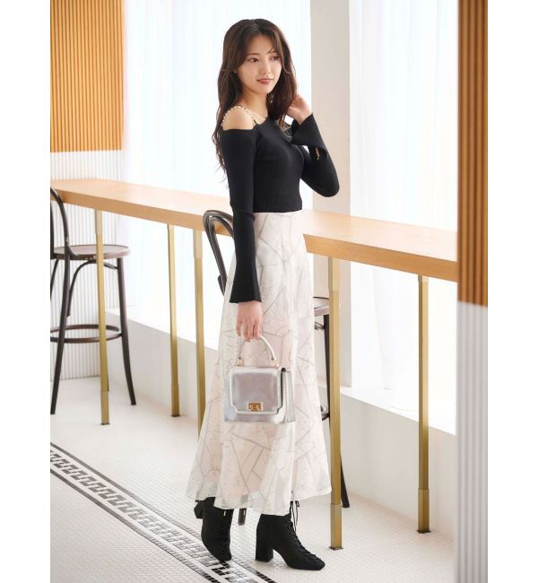 MERCURYDUO「ジオメトリックオパールフレアスカート」|スカート|