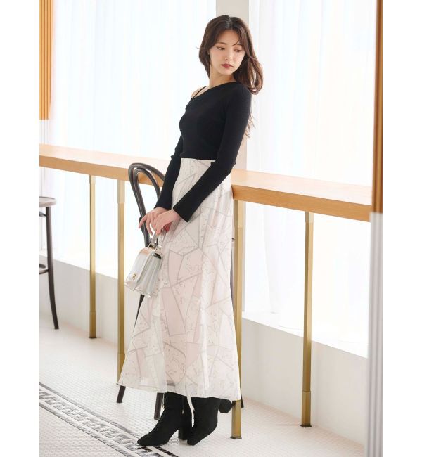 MERCURYDUO「ジオメトリックオパールフレアスカート」|スカート|