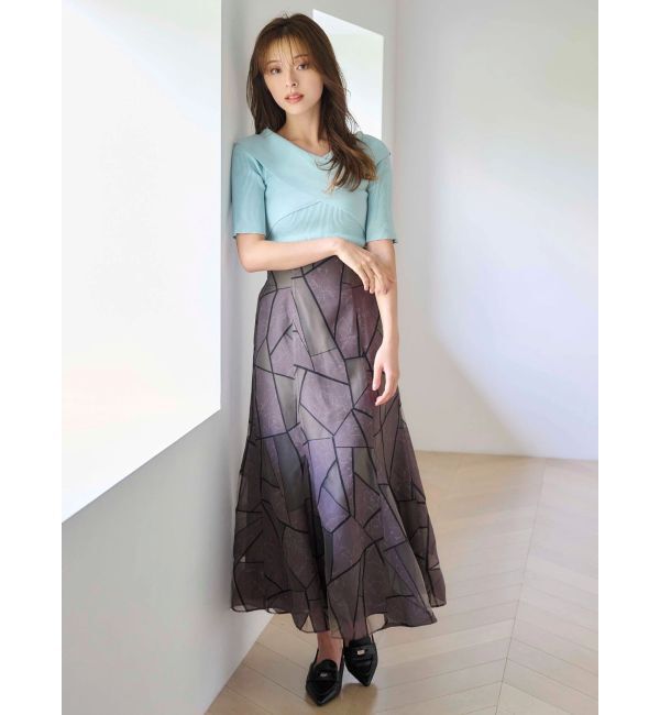 MERCURYDUO「ジオメトリックオパールフレアスカート」|スカート|