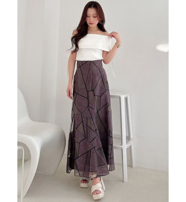 MERCURYDUO「ジオメトリックオパールフレアスカート」|スカート|