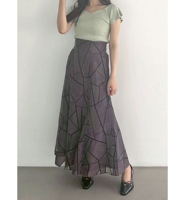 MERCURYDUO「ジオメトリックオパールフレアスカート」|スカート|