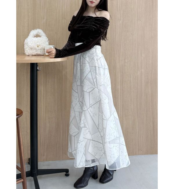 MERCURYDUO「ジオメトリックオパールフレアスカート」|スカート|