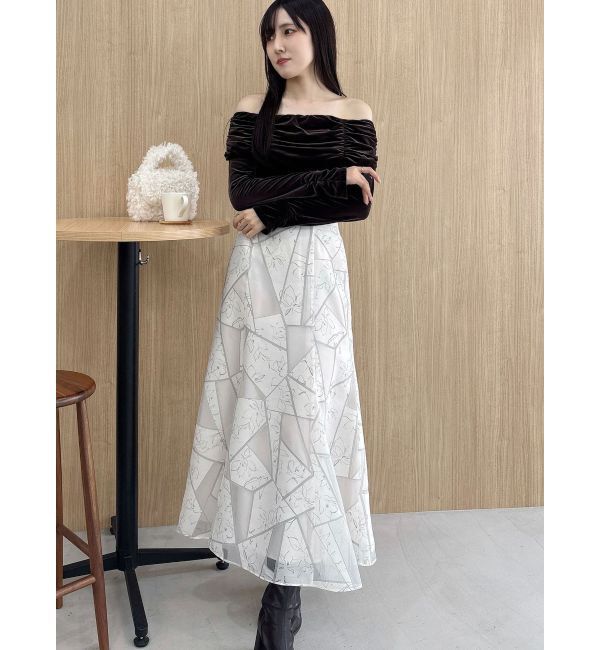 MERCURYDUO「ジオメトリックオパールフレアスカート」|スカート|