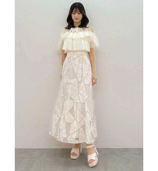 MERCURYDUO「ジオメトリックオパールフレアスカート」|スカート|