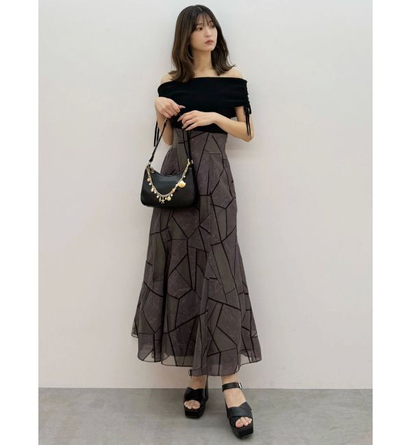 MERCURYDUO「ジオメトリックオパールフレアスカート」|スカート|