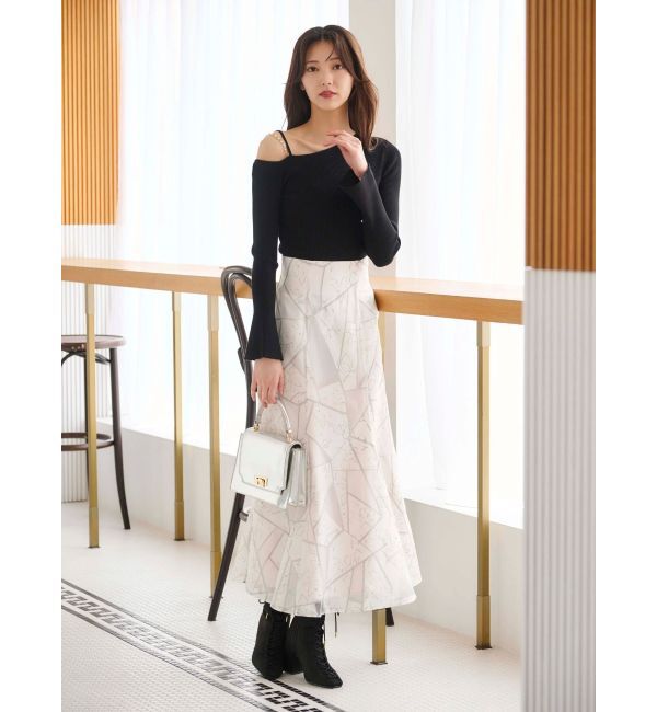MERCURYDUO「ジオメトリックオパールフレアスカート」|スカート|