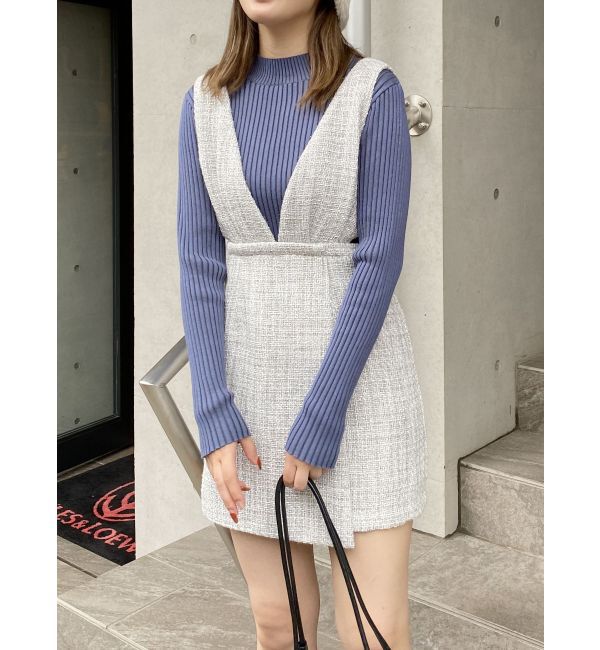 MURUA「ハイウエストツイードジャンパースカート」|ワンピース|