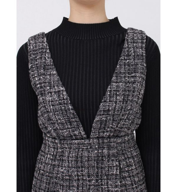 MURUA「ハイウエストツイードジャンパースカート」|ワンピース|