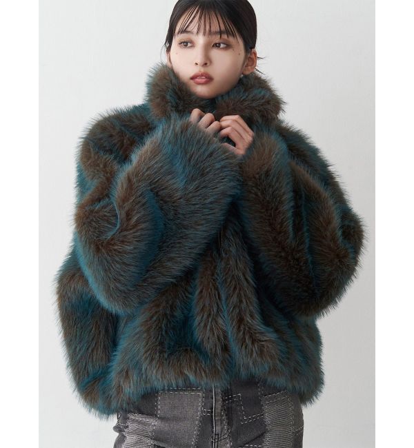 MURUA「MIXフェイクファーブルゾン」|ブルゾン・スタジャン|ブルー