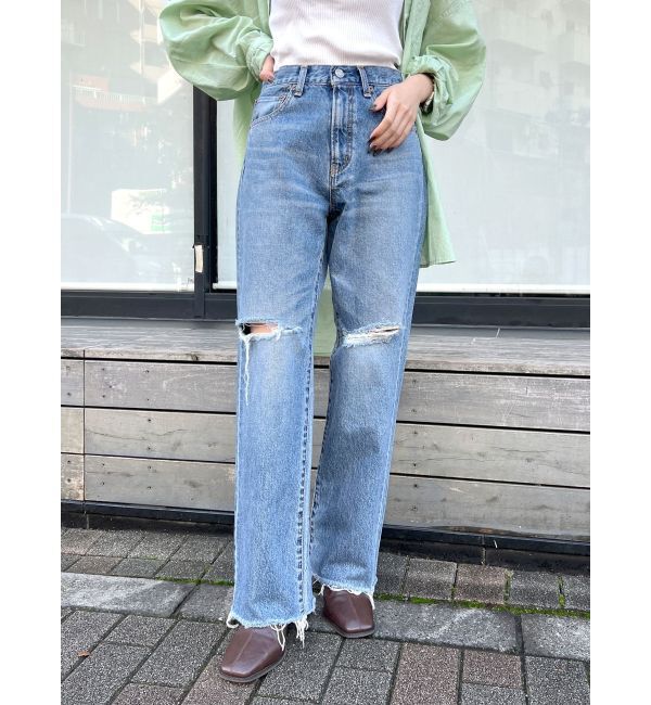 Ungrid「カットオフダメージストレートデニム」|デニム|