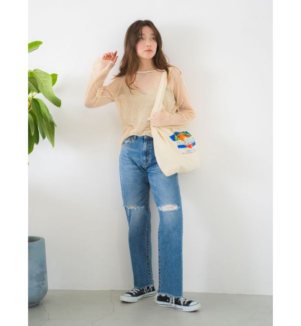 Ungrid「カットオフダメージストレートデニム」|デニム|