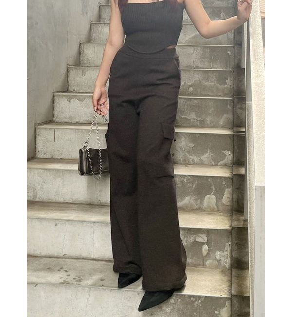 EVRIS「ニットカーゴパンツ【セットアップ着用可能】」|カーゴ|ブラウン