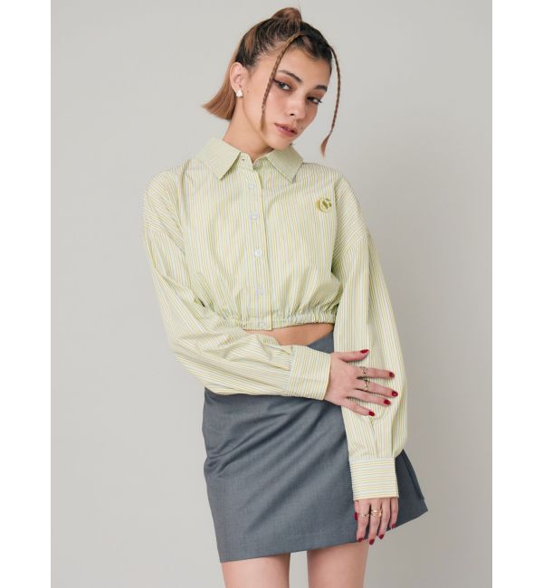 EVRIS「リボンデザインショートストライプシャツ」|シャツ・ブラウス|