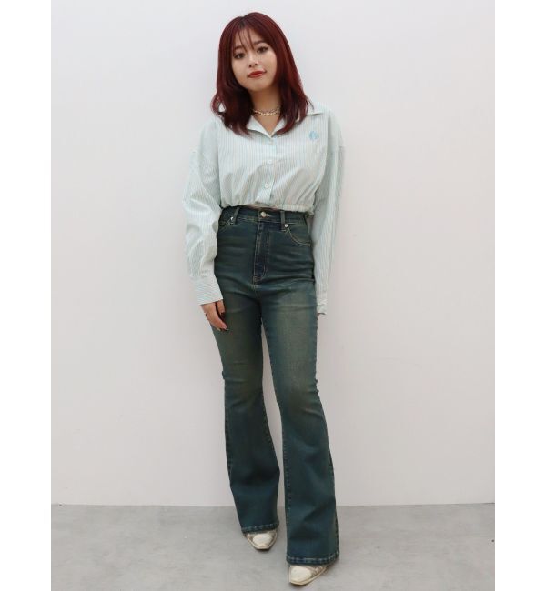 EVRIS「リボンデザインショートストライプシャツ」|シャツ・ブラウス|