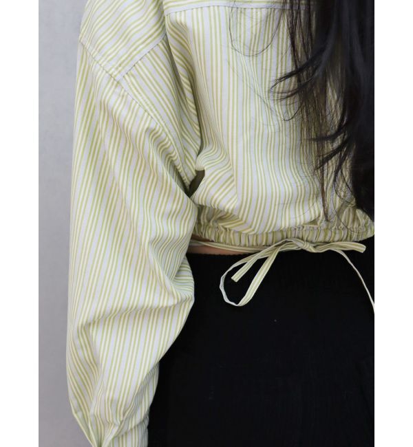 EVRIS「リボンデザインショートストライプシャツ」|シャツ・ブラウス|