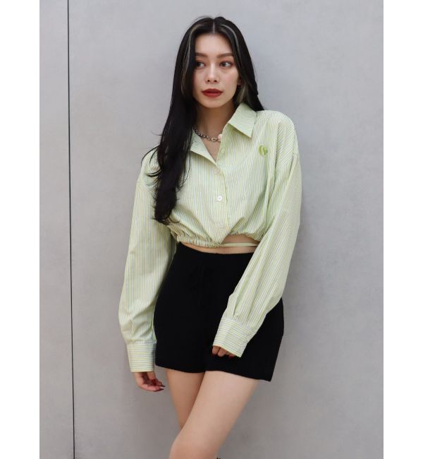 EVRIS「リボンデザインショートストライプシャツ」|シャツ・ブラウス|