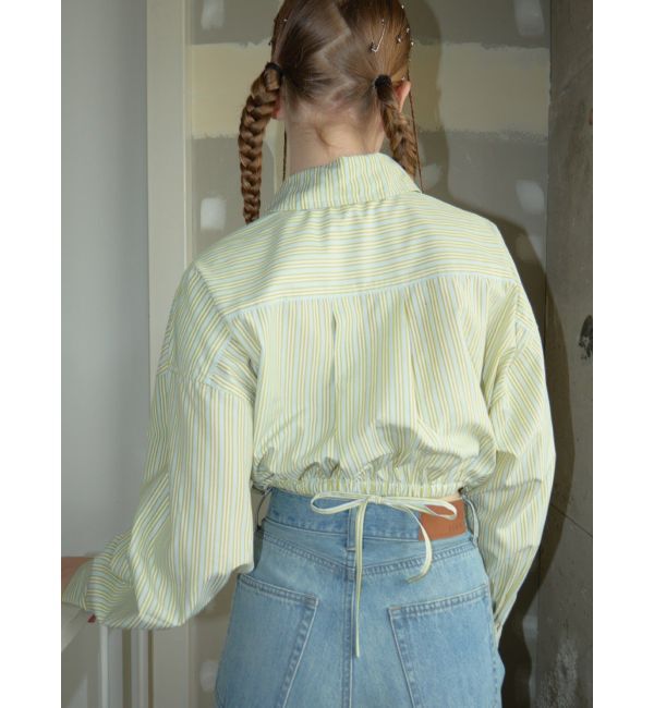 EVRIS「リボンデザインショートストライプシャツ」|シャツ・ブラウス|