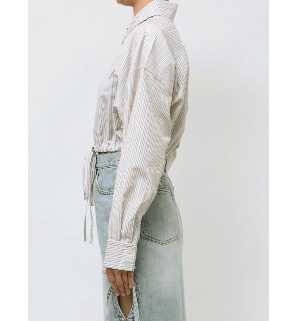 EVRIS「リボンデザインショートストライプシャツ」|シャツ・ブラウス|