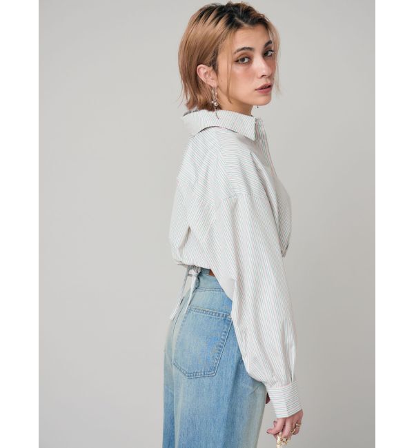 EVRIS「リボンデザインショートストライプシャツ」|シャツ・ブラウス|