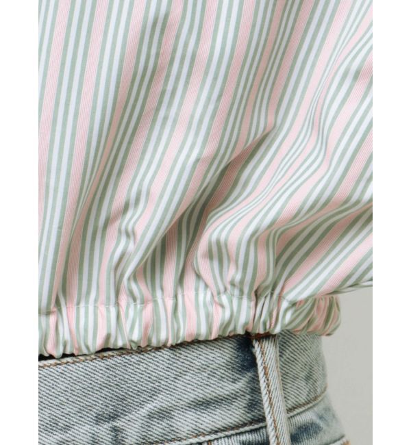 EVRIS「リボンデザインショートストライプシャツ」|シャツ・ブラウス|