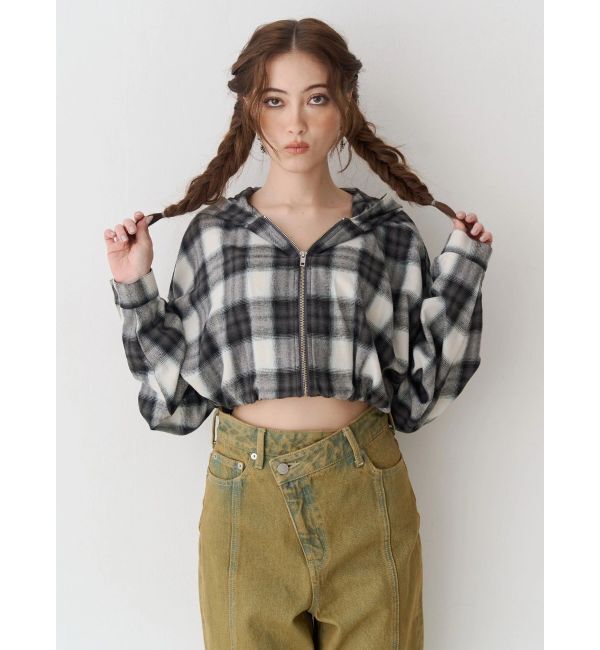 EVRIS「フードチェックショートシャツ」|シャツ・ブラウス|
