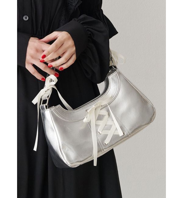 jouetie「レースアップリボンハンドバッグ」|ハンドバッグ|シルバー