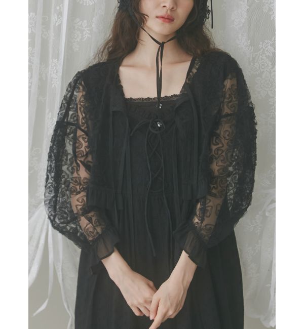 merry jenny「flowerチュールブラウス」|シャツ・ブラウス|ブラック