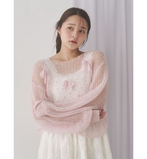 merry jenny「透かし編みリボンニット」|ニット・セーター|