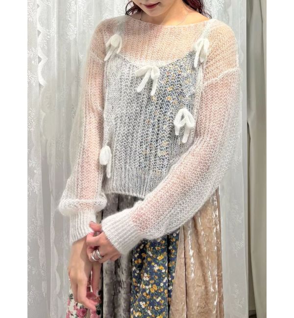 merry jenny「透かし編みリボンニット」|ニット・セーター|