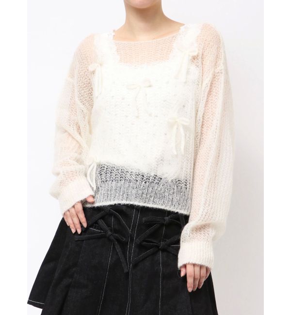 merry jenny「透かし編みリボンニット」|ニット・セーター|