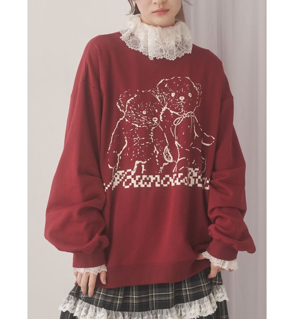 merry jenny「Nounou Bearスウェット」|スウェット・ジャージ|ボルドー