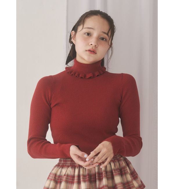 merry jenny「frillリブタートルニットtops」|ニット・セーター|