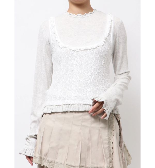 merry jenny「lace layered long tee」|Tシャツ・カットソー|