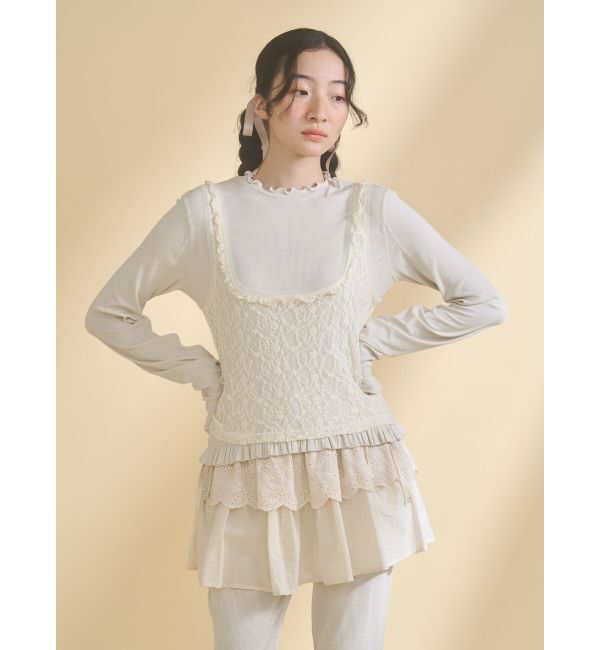 merry jenny「lace layered long tee」|Tシャツ・カットソー|