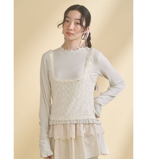 merry jenny「lace layered long tee」|Tシャツ・カットソー|