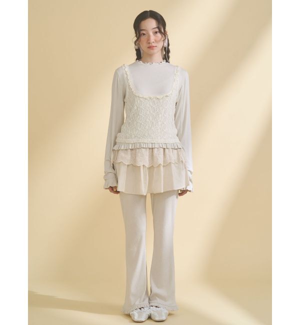 merry jenny「lace layered long tee」|Tシャツ・カットソー|