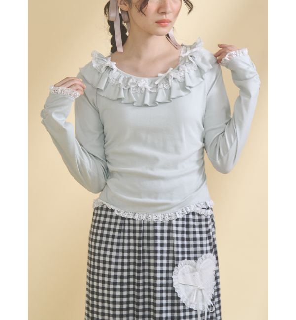 merry jenny「romantic frill tops」|Tシャツ・カットソー|ミントグリーン
