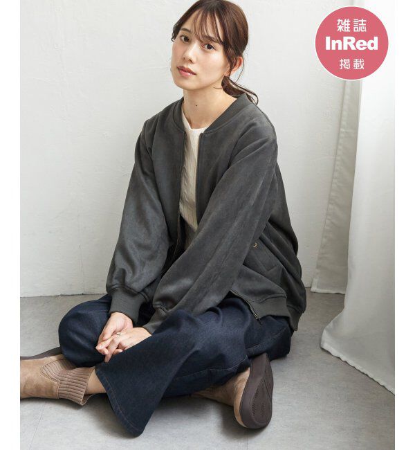 ikka「フェイクスエードブルゾン」|ブルゾン・スタジャン|チャコール