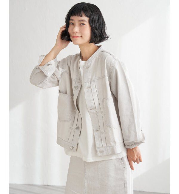 Lbc with Life「ＬＢＣデニムノーカラージャケット」|ブルゾン・スタジャン|