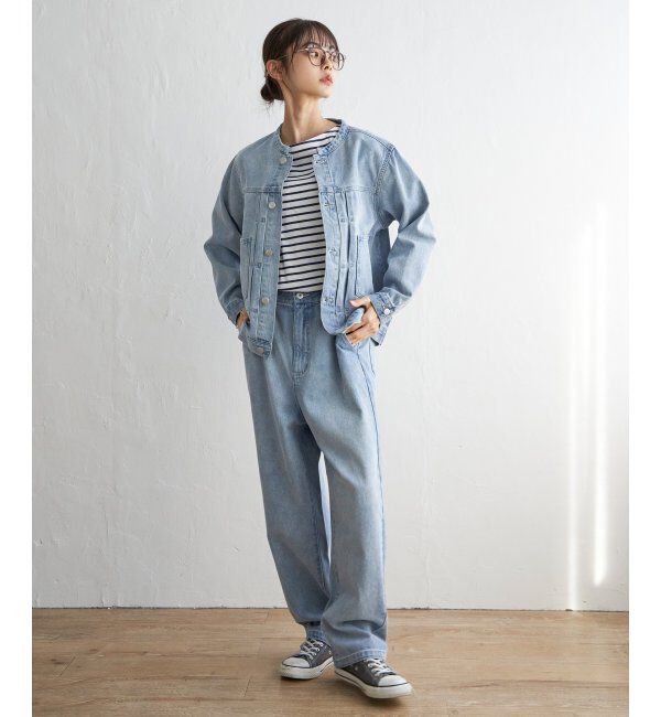 Lbc with Life「ＬＢＣデニムノーカラージャケット」|ブルゾン・スタジャン|