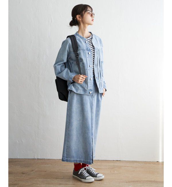 Lbc with Life「ＬＢＣデニムノーカラージャケット」|ブルゾン・スタジャン|