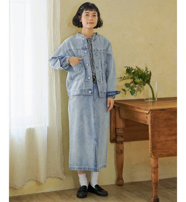 Lbc with Life「ＬＢＣデニムノーカラージャケット」|ブルゾン・スタジャン|