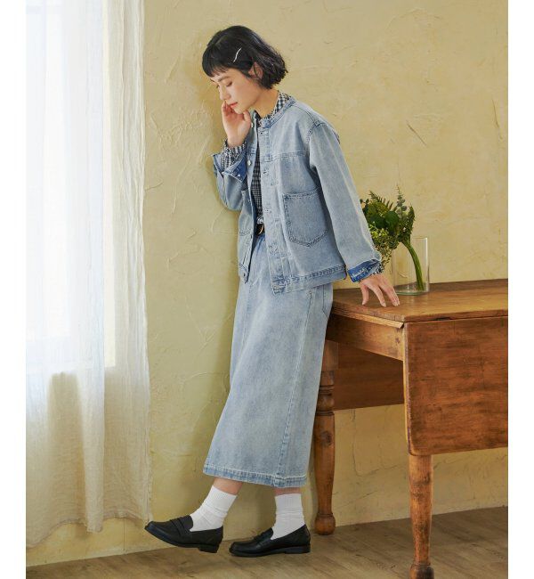 Lbc with Life「ＬＢＣデニムノーカラージャケット」|ブルゾン・スタジャン|