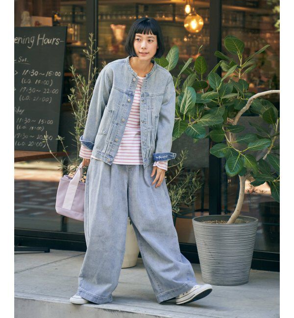 Lbc with Life「ＬＢＣデニムノーカラージャケット」|ブルゾン・スタジャン|