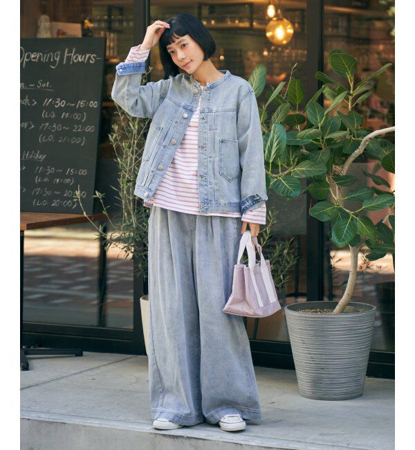 Lbc with Life「ＬＢＣデニムノーカラージャケット」|ブルゾン・スタジャン|