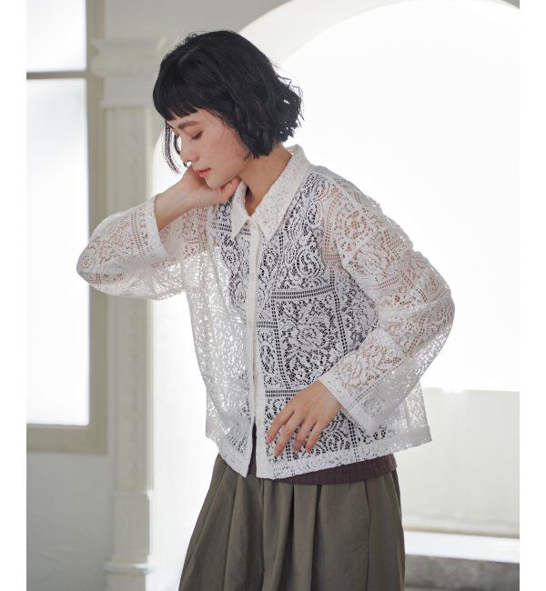 Lbc with Life「総レースシャツジャケット」|ブルゾン・スタジャン|ホワイト