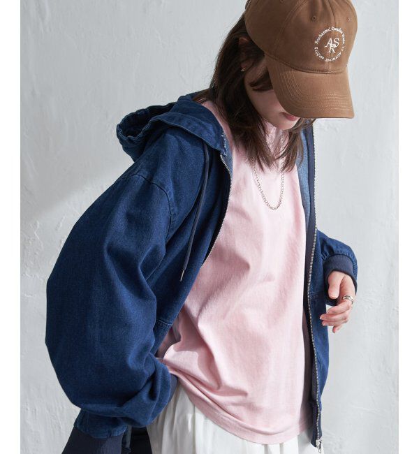 VENCE share style「デニム・キャンバスフルジップパーカー」|ブルゾン・スタジャン|ロイヤルブルー