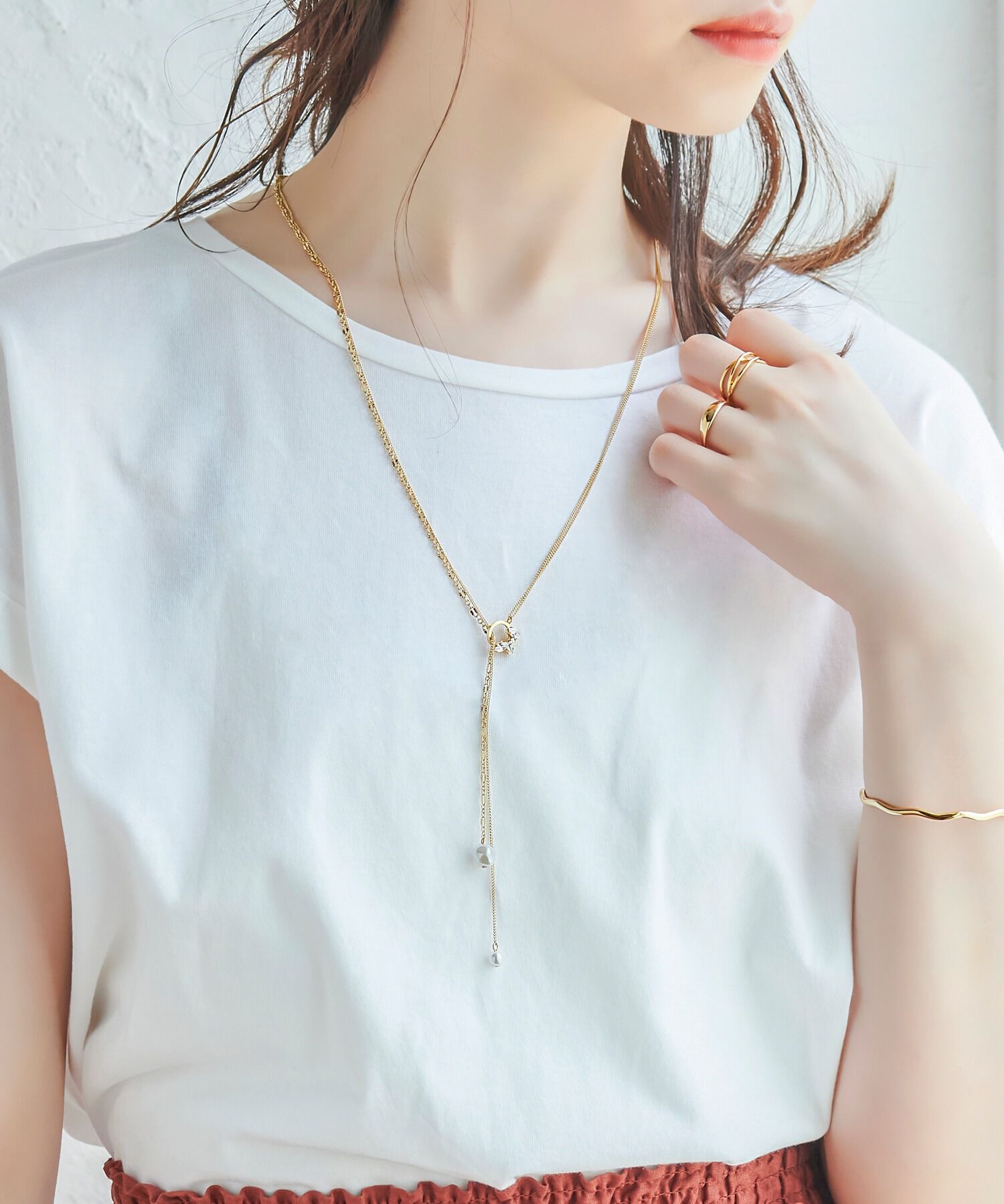 Phoebe「2wayアレンジパールラリエットネックレス」|ネックレス|