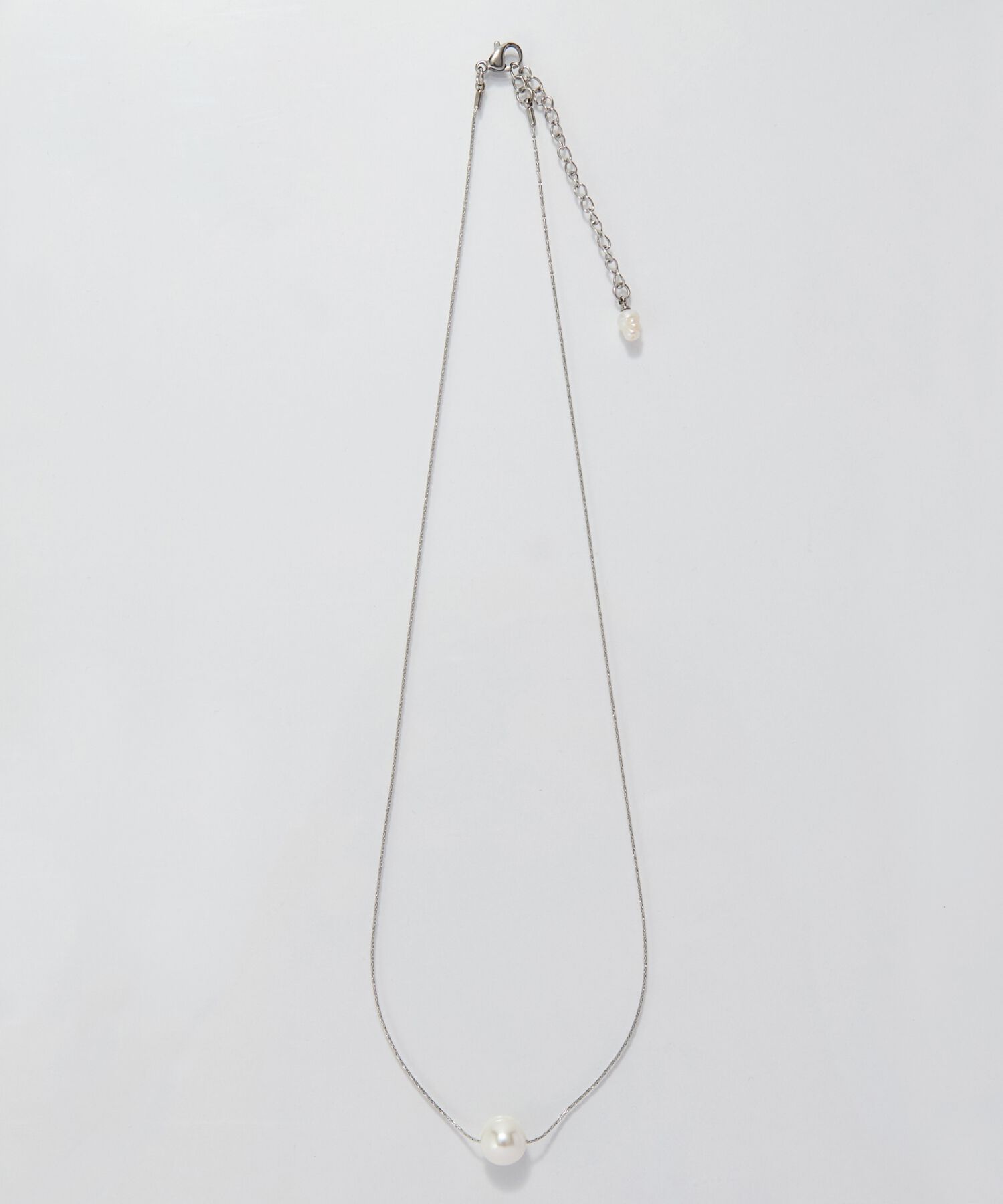 Phoebe「【金属アレルギー対応】ワントップパールネックレス　シルバー/サージカルステンレス」|ネックレス|