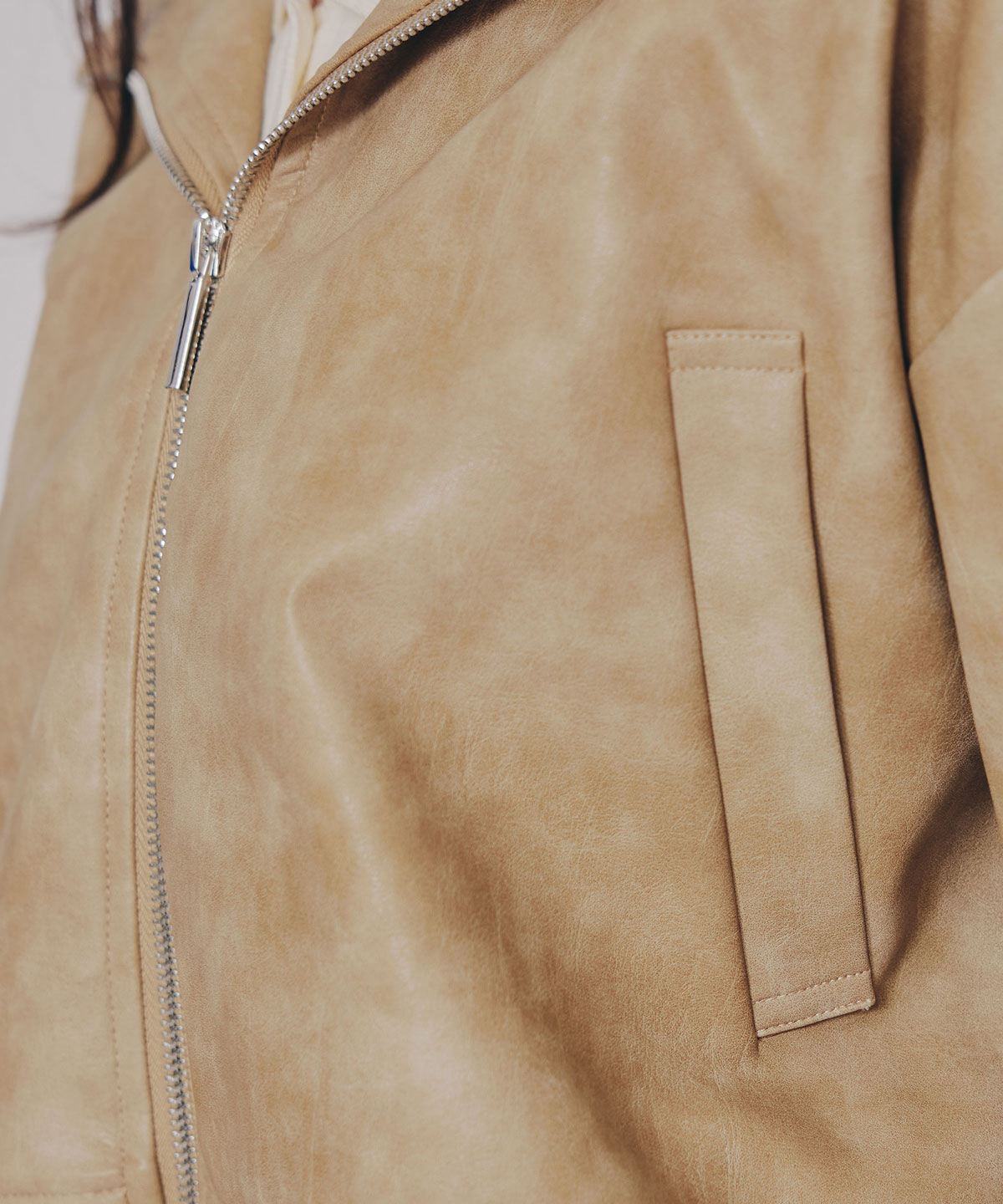 REDYAZEL「ヴィンテージライクレザーフーディブルゾン」|ブルゾン・スタジャン|